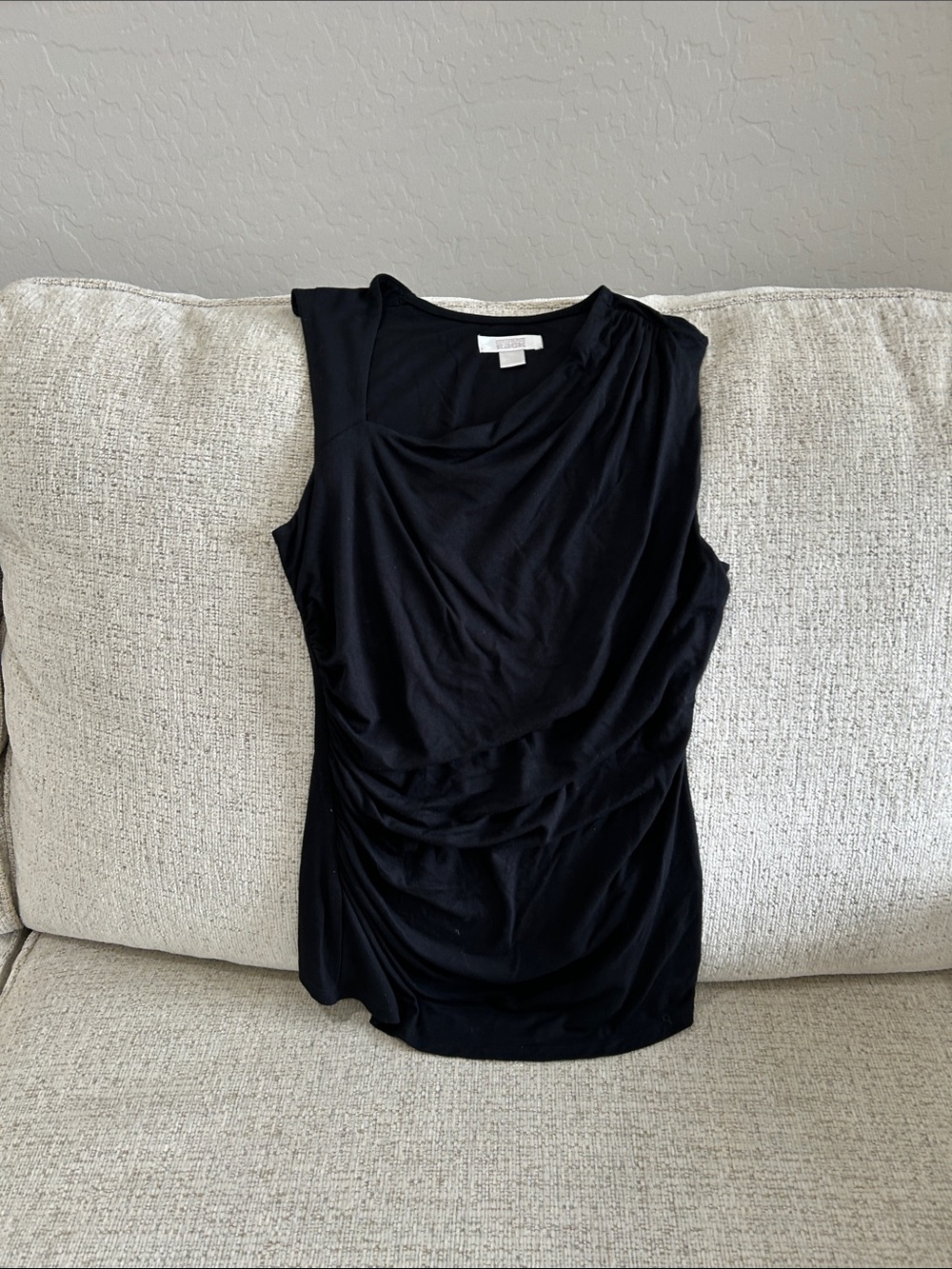 Draped Sleeveless Tank Top in Black